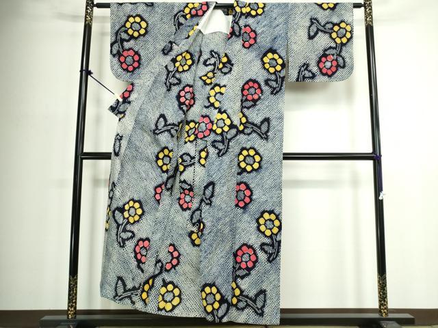 平和屋着物∴夏物 浴衣 有松鳴海絞り 舞花文 綿 逸品 DABJ4435cd