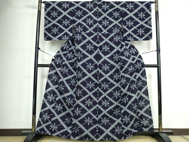 平和屋着物∴夏物 浴衣 注染 手縫い 花菱文 逸品 DABJ4442cd