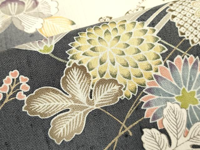 平和屋着物▽染織の名門 しょうざん 生紬 訪問着 単衣 草花文 正絹 逸品 DABJ4495cd