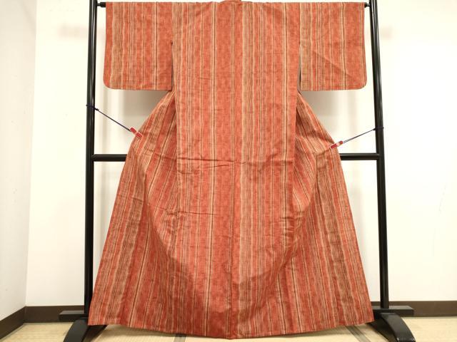 平和屋着物▽上質な紬 単衣 間道 正絹 逸品 DABJ4498cd
