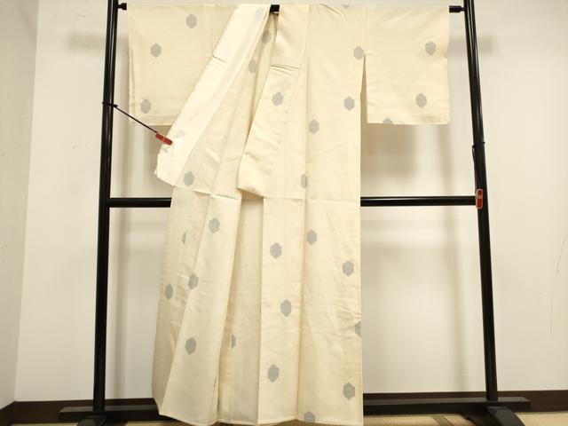 平和屋着物▽結城紬 単衣 80亀甲 飛び亀甲柄 正絹 逸品 DABJ4501cd