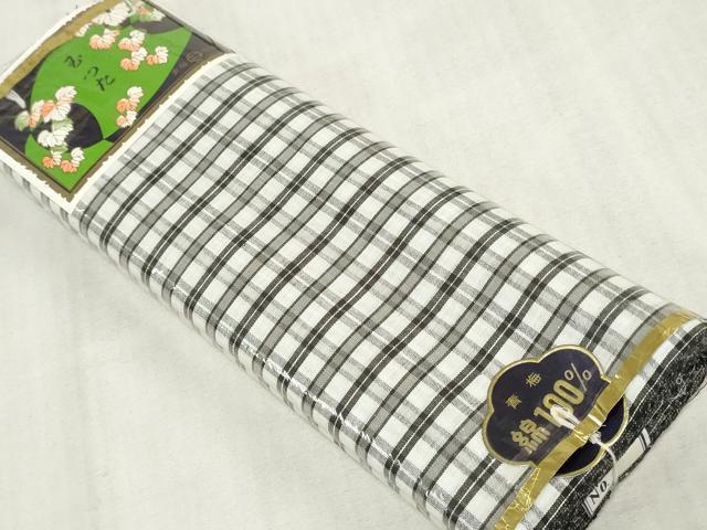 平和屋着物*夏物 浴衣 反物 着尺 格子 綿 逸品 未使用 DABJ4527zy