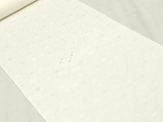平和屋着物●中国三大刺繍 スワトウ刺繍・汕頭刺繍 総刺繍 付下げ 反物 着尺 白生地 花菱文 共八掛付き 逸品 未使用 DABJ4588zy