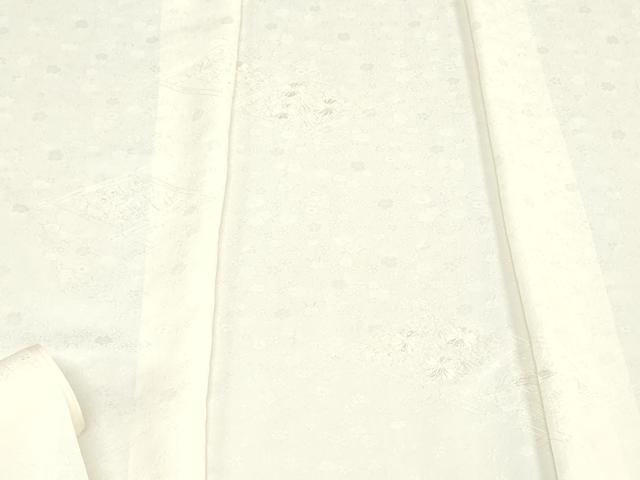 平和屋着物●中国三大刺繍 スワトウ刺繍・汕頭刺繍 総刺繍 付下げ 反物 着尺 白生地 花菱文 共八掛付き 逸品 未使用 DABJ4588zy