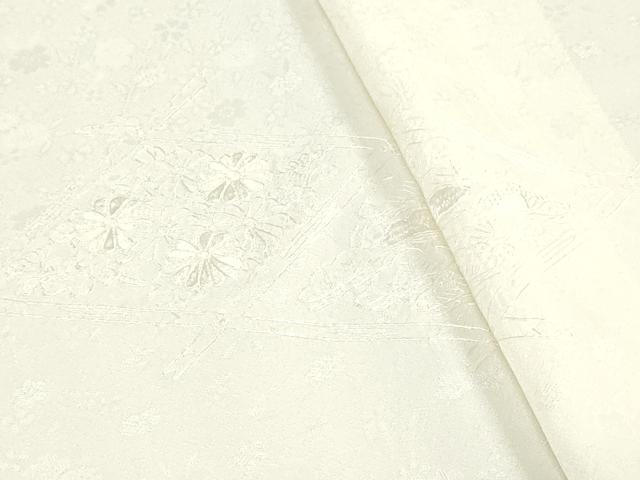 平和屋着物●中国三大刺繍 スワトウ刺繍・汕頭刺繍 総刺繍 付下げ 反物 着尺 白生地 花菱文 共八掛付き 逸品 未使用 DABJ4588zy