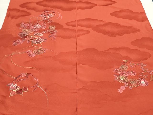 平和屋着物▼付下げ 反物 着尺 駒刺繍 総刺繍 草花文 金銀糸 逸品 未使用 DABJ4665zy