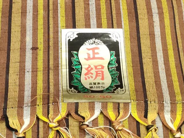 平和屋着物▼紬 反物 着尺 間道 逸品 未使用 DABJ4678zy