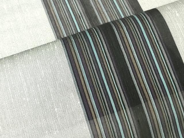 平和屋着物*夏物 明石上布 反物 着尺 間道 逸品 未使用 DABJ4692zy