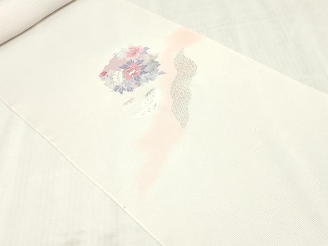 平和屋着物*夏物 付下げ 反物 着尺 絽 五泉 雪輪草花文 暈し染め 銀彩 逸品 未使用 DABJ4693zy
