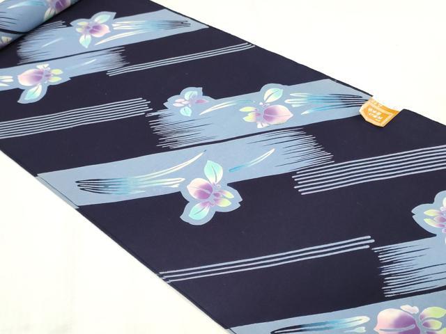 平和屋着物*夏物 浴衣 反物 着尺 注染 四季の花木染 菖蒲 アヤメ 綿 逸品 未使用 DABJ4698zy