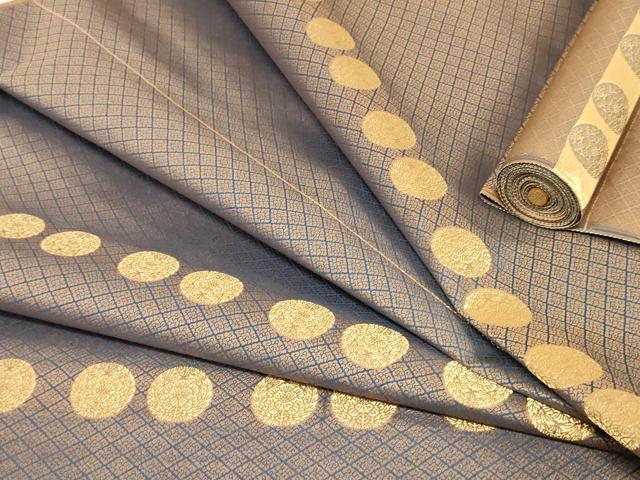 平和屋本店▼丸帯 帯反物 花丸文 金糸 逸品 DABJ4738zy