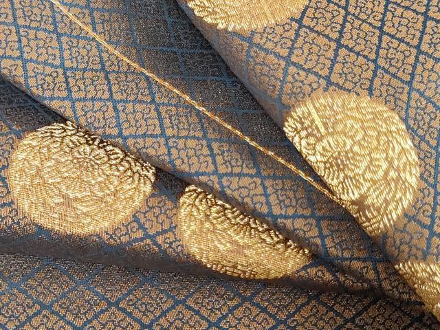 平和屋本店▼丸帯 帯反物 花丸文 金糸 逸品 DABJ4738zy