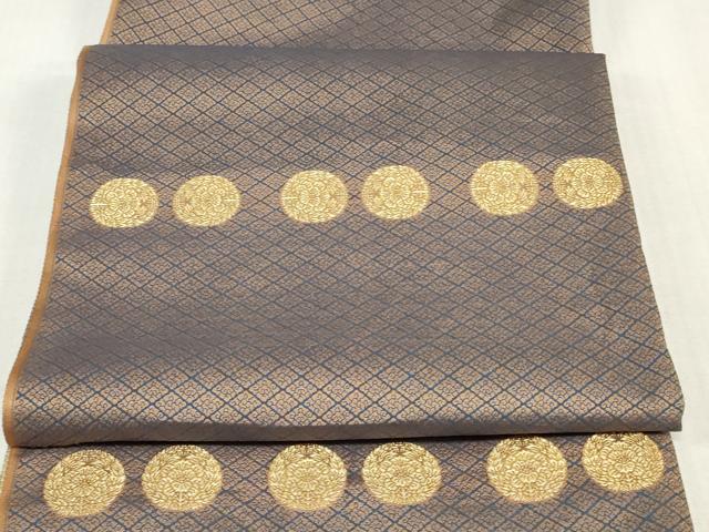 平和屋本店▼丸帯 帯反物 花丸文 金糸 逸品 DABJ4738zy