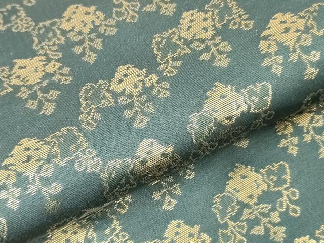 平和屋本店▼アンティーク 大正ロマン 丸帯 帯反物 草花文 金糸 逸品 未使用 DABJ4751zy