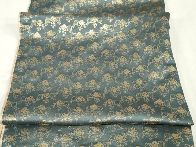 平和屋本店▼アンティーク 大正ロマン 丸帯 帯反物 草花文 金糸 逸品 未使用 DABJ4751zy