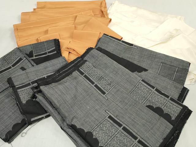 平和屋着物▼本場大島紬 解き反物 着尺 9マルキ 垣根 裁断済み 八掛・胴裏付き 逸品 DABJ4865zy