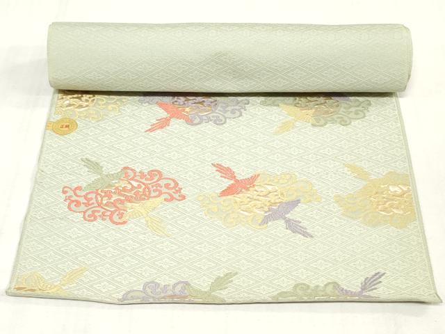 平和屋着物▼西陣 竹本正典謹製 名古屋帯 帯反物 唐織 鳳凰唐草文 金糸 証紙付き 逸品 未使用 DABJ4876zy