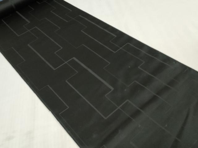 平和屋着物▼羽織・雨コート 黒生地 反物 羽尺 幾何学文 逸品 未使用 DABJ4896zy