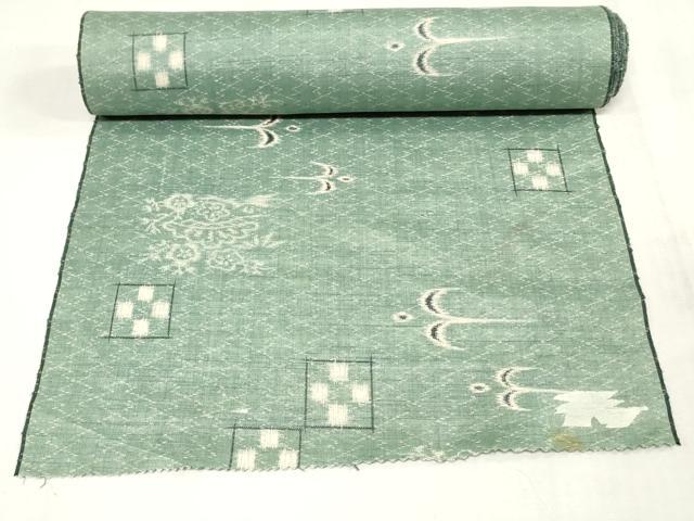平和屋着物▼紬 反物 着尺 絣文様 松竹梅 証紙付き 逸品 未使用 DABJ4951zy