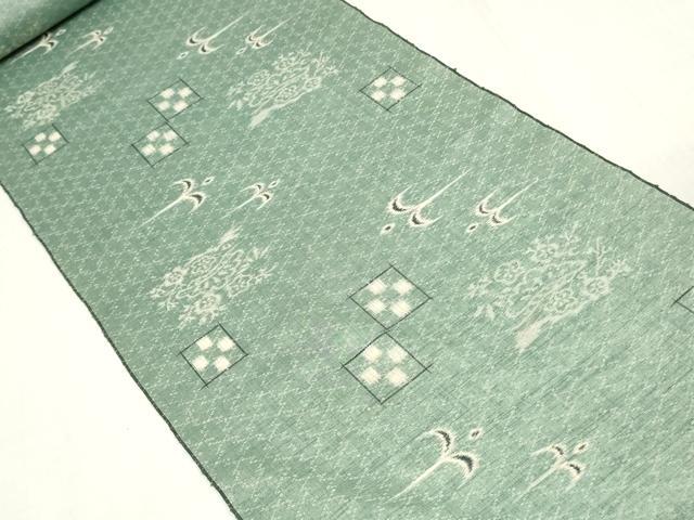 平和屋着物▼紬 反物 着尺 絣文様 松竹梅 証紙付き 逸品 未使用 DABJ4951zy