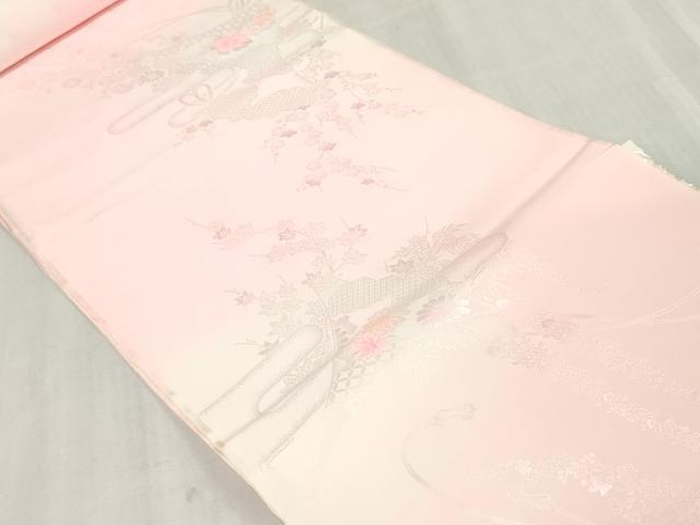 平和屋着物▼長襦袢 反物 着尺 絞り 扇面草花地紋 暈し染め 逸品 未使用 DABJ4960zy