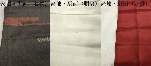 平和屋着物▼紬 解き反物 着尺 エ霞文 裁断済み 八掛・胴裏付き 逸品 DABJ4993zy