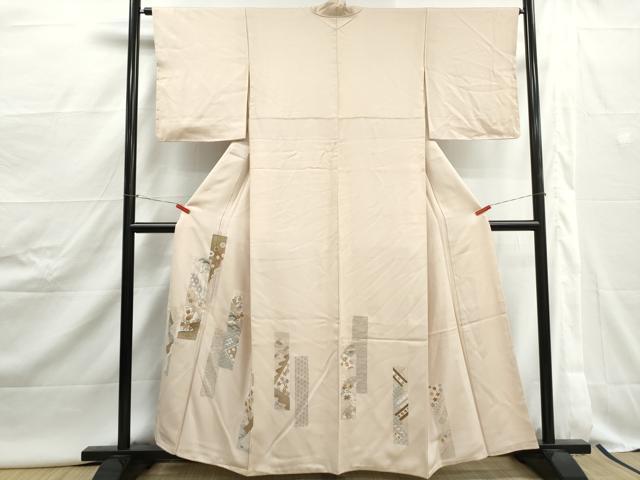 平和屋着物■色留訪問着 駒刺繍 短冊扇面花文 金彩 正絹 逸品 DABJ5002qa
