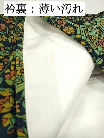 平和屋着物■上質な小紋 亀甲更紗花文 鬼しぼ縮緬 正絹 逸品 DABJ5006qa