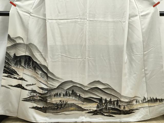平和屋着物■訪問着 手描き 人物風景文 正絹 逸品 DABJ5023qa
