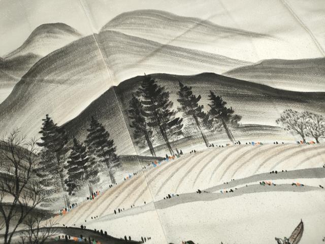 平和屋着物■訪問着 手描き 人物風景文 正絹 逸品 DABJ5023qa