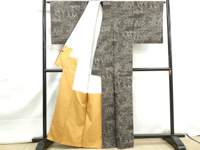 平和屋着物■上質な紬 風景花文 正絹 逸品 DABJ5035qa