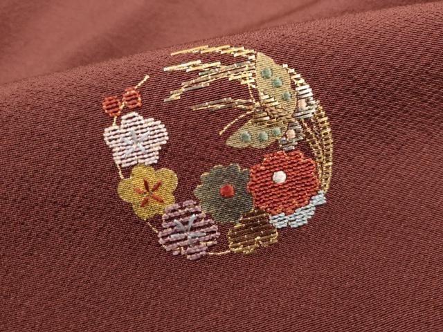 平和屋着物■訪問着 竹屋町刺繍 総刺繍 花蝶丸文 金糸 正絹 逸品 DABJ5050qa
