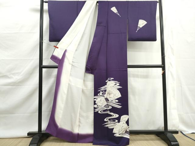 平和屋着物■訪問着 扇面風景花文 正絹 逸品 DABJ5054qa