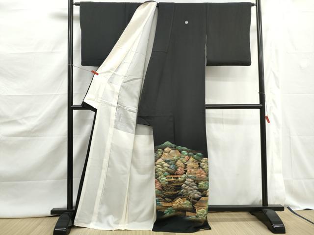 平和屋着物■豪華黒留袖 作家物 風景樹林文 金彩 正絹 逸品 DABJ5061qa