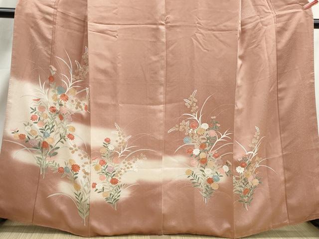 平和屋着物■訪問着 刺繍 草花文 暈し染め 金彩 正絹 逸品 DABJ5063qa