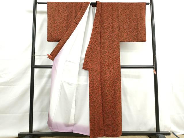 平和屋着物■上質な小紋 型染め 笹梅間道 鬼しぼ縮緬 正絹 逸品 DABJ5064qa
