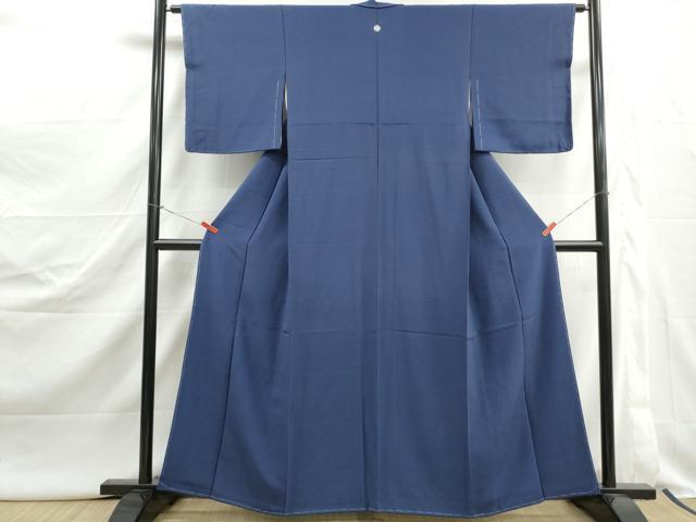 平和屋着物■上質な色無地 青藍色 正絹 逸品 DABJ5067qa