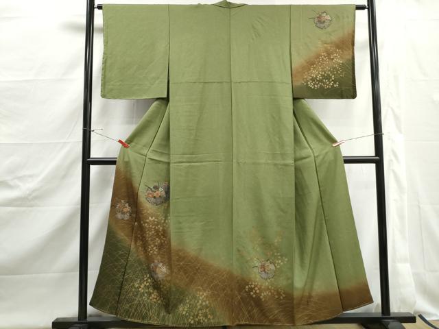 平和屋着物■中国三大刺繍 スワトウ刺繍 汕頭刺繍 訪問着 雪輪草花文 暈し染め 金彩 正絹 逸品 DABJ5079qa