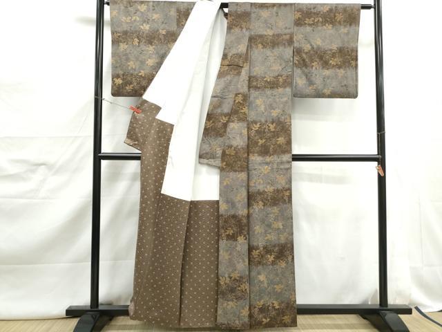 平和屋着物■上質な小紋 横段南天文 暈し染め 金彩 正絹 逸品 DABJ5090qa