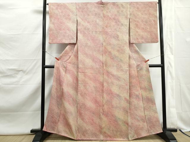 平和屋着物■大変加工の良い総絞り小紋 霞文 暈し染め 正絹 逸品 DABJ5091qa