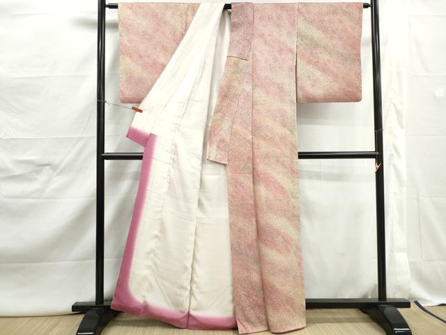 平和屋着物■大変加工の良い総絞り小紋 霞文 暈し染め 正絹 逸品 DABJ5091qa