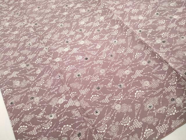平和屋着物■上質な小紋 型染め 扇面花松文 正絹 逸品 DABJ5109qa