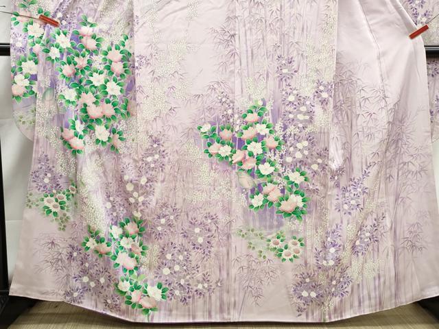 平和屋着物■豪華振袖 笹竹花鳥文 椿 暈し染め 銀彩 正絹 逸品 DABJ5113qa