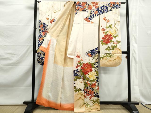 平和屋着物■豪華振袖 駒刺繍 流水枝梅花文 牡丹 金彩 正絹 逸品 DABJ5117qa