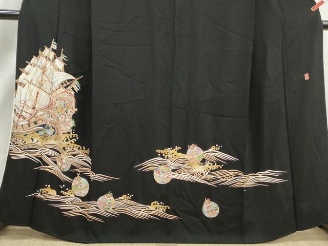 平和屋着物■豪華黒留袖 作家物 立波花鳥文 船 金彩 正絹 逸品 DABJ5118qa