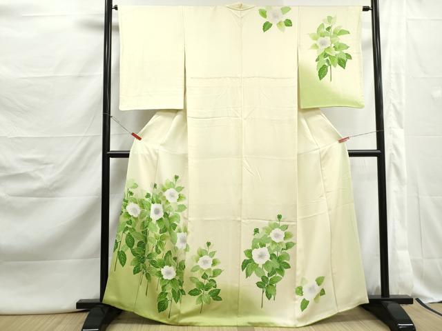 平和屋着物■訪問着 刺繍 草花文 暈し染め 銀糸 正絹 逸品 DABJ5122qa
