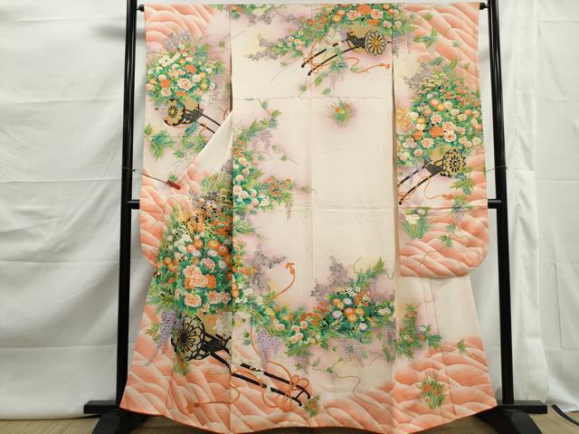 平和屋着物■豪華振袖 駒刺繍 花車文 牡丹 暈し染め 金彩 正絹 逸品 DABJ5128qa