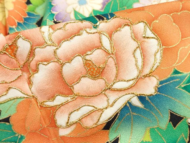 平和屋着物■豪華振袖 駒刺繍 花車文 牡丹 暈し染め 金彩 正絹 逸品 DABJ5128qa