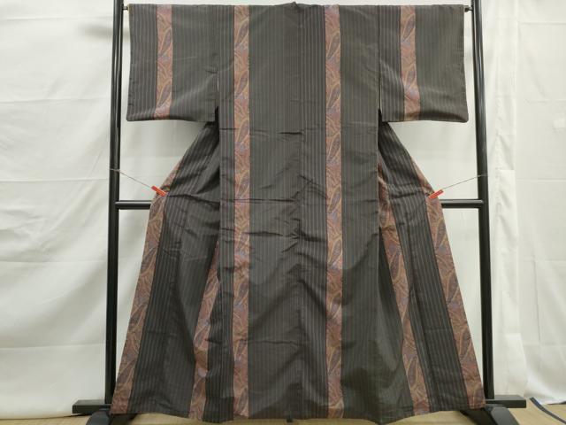 平和屋着物■本場大島紬 人物間道 ペイズリー柄 正絹 逸品 DABJ5129qa