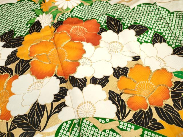 平和屋着物■豪華振袖 駒刺繍 花松文 金彩 正絹 逸品 DABJ5130qa
